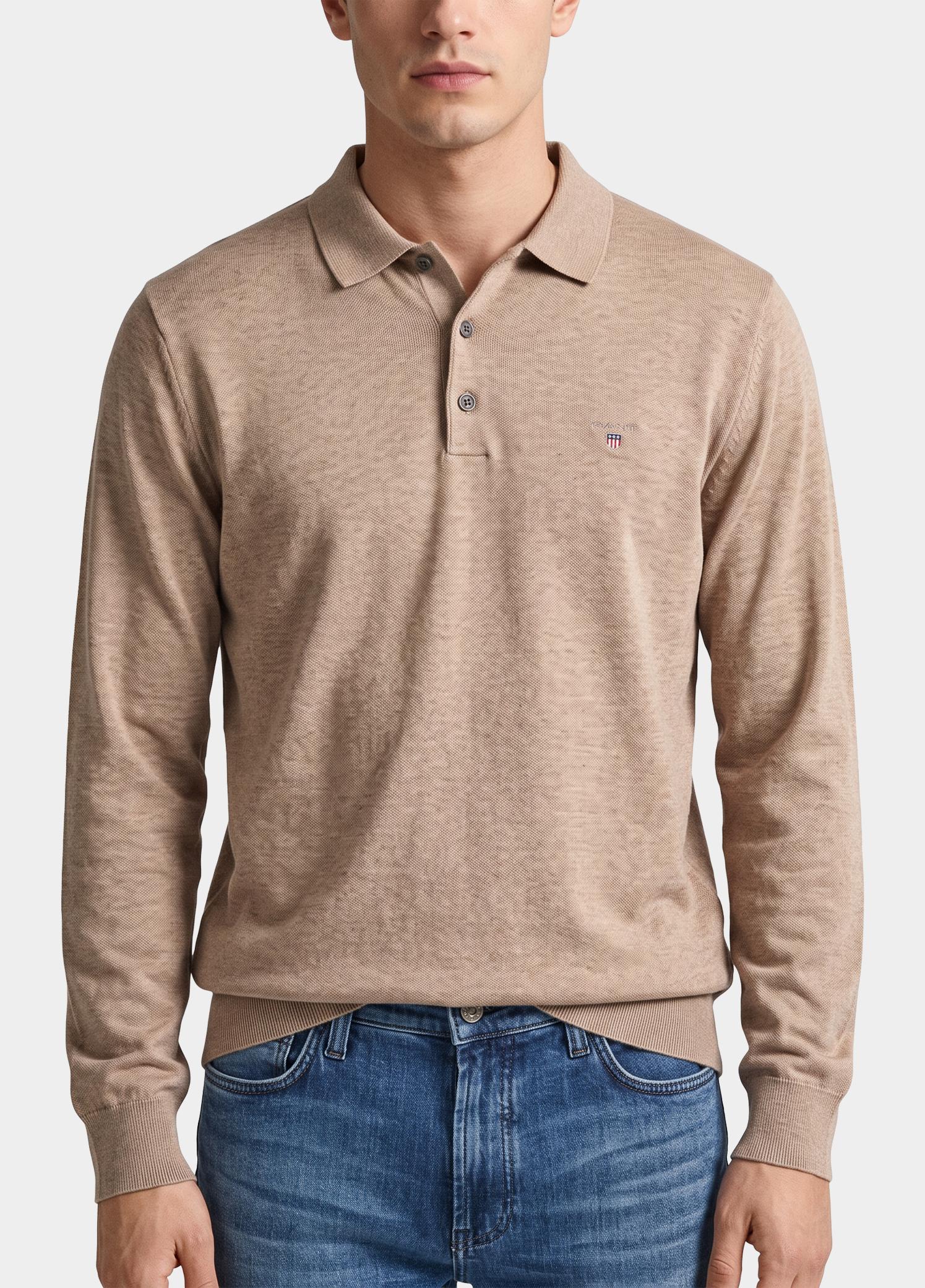 Scotland Blue Polo lange mouwen heren Beige Plince Polo Pull SPE00005PL07SB/2500