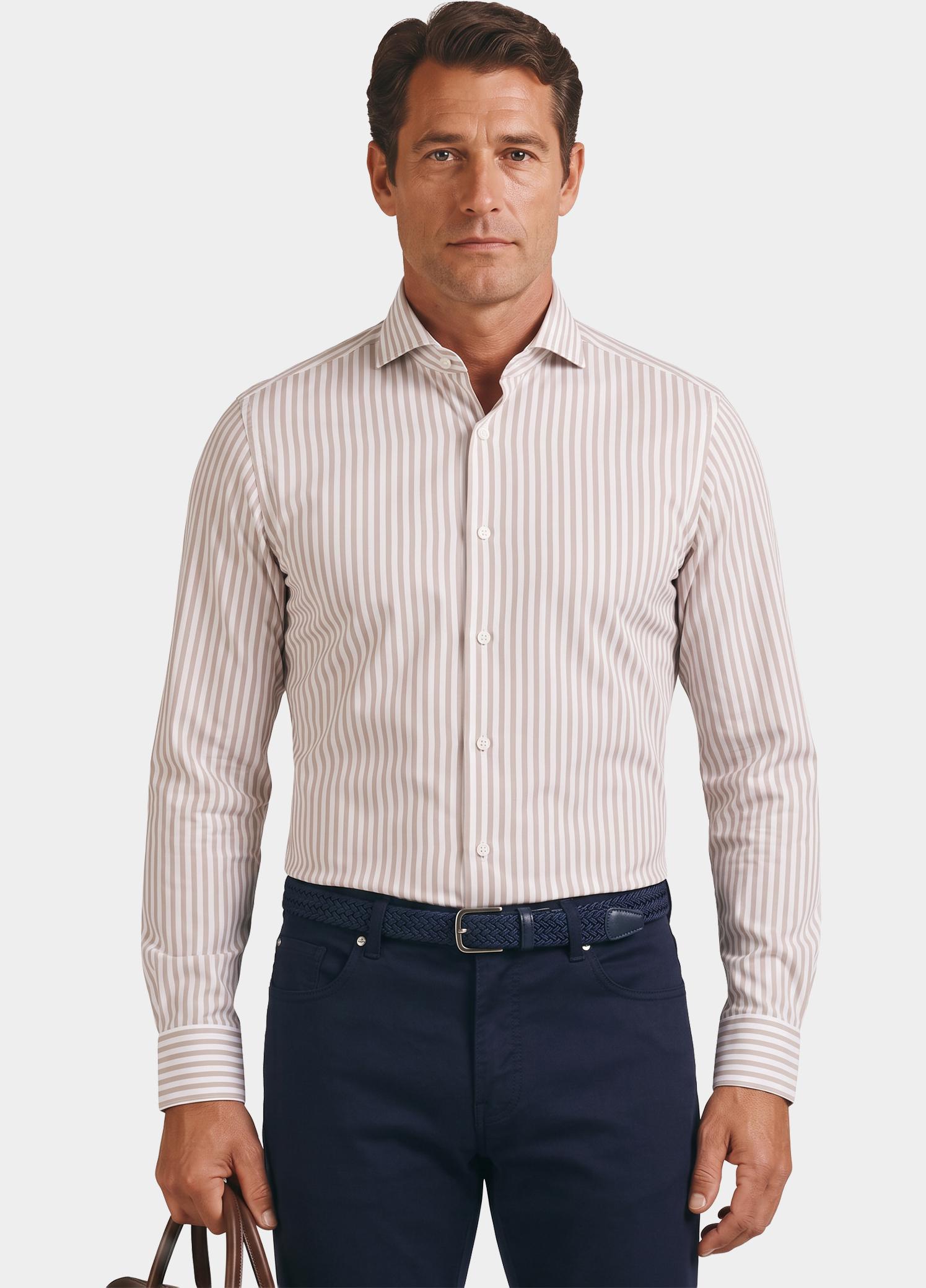 Profuomo Zakelijk overhemd heren Beige  PPXH30024/A