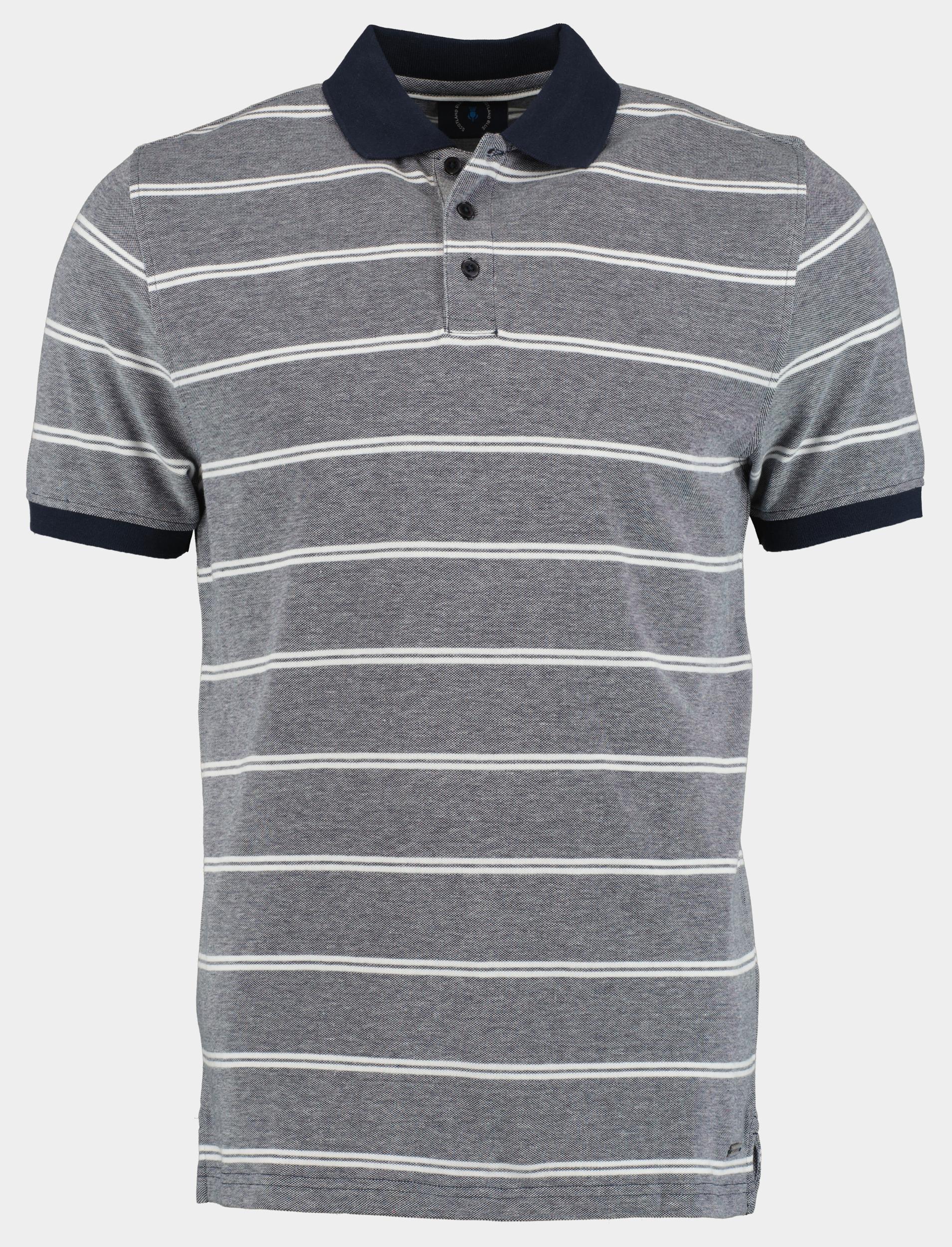 Scotland Blue Polo korte mouw Blauw Chase Polo Oxford Stripes 24108CH47SB/290