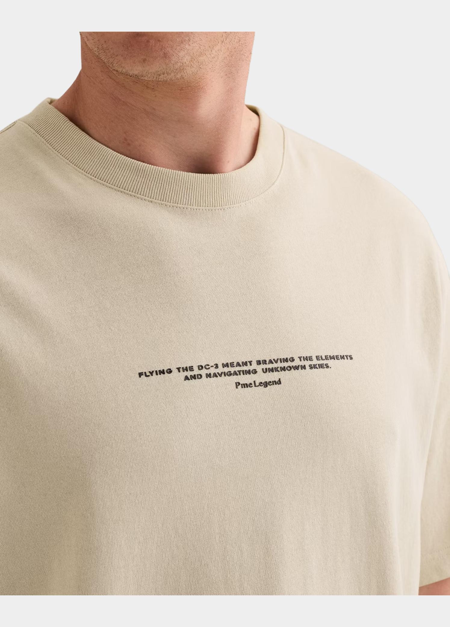 PME Legend T-shirt heren Beige Short sleeve r-neck heavy oe PTSS2608572/7013