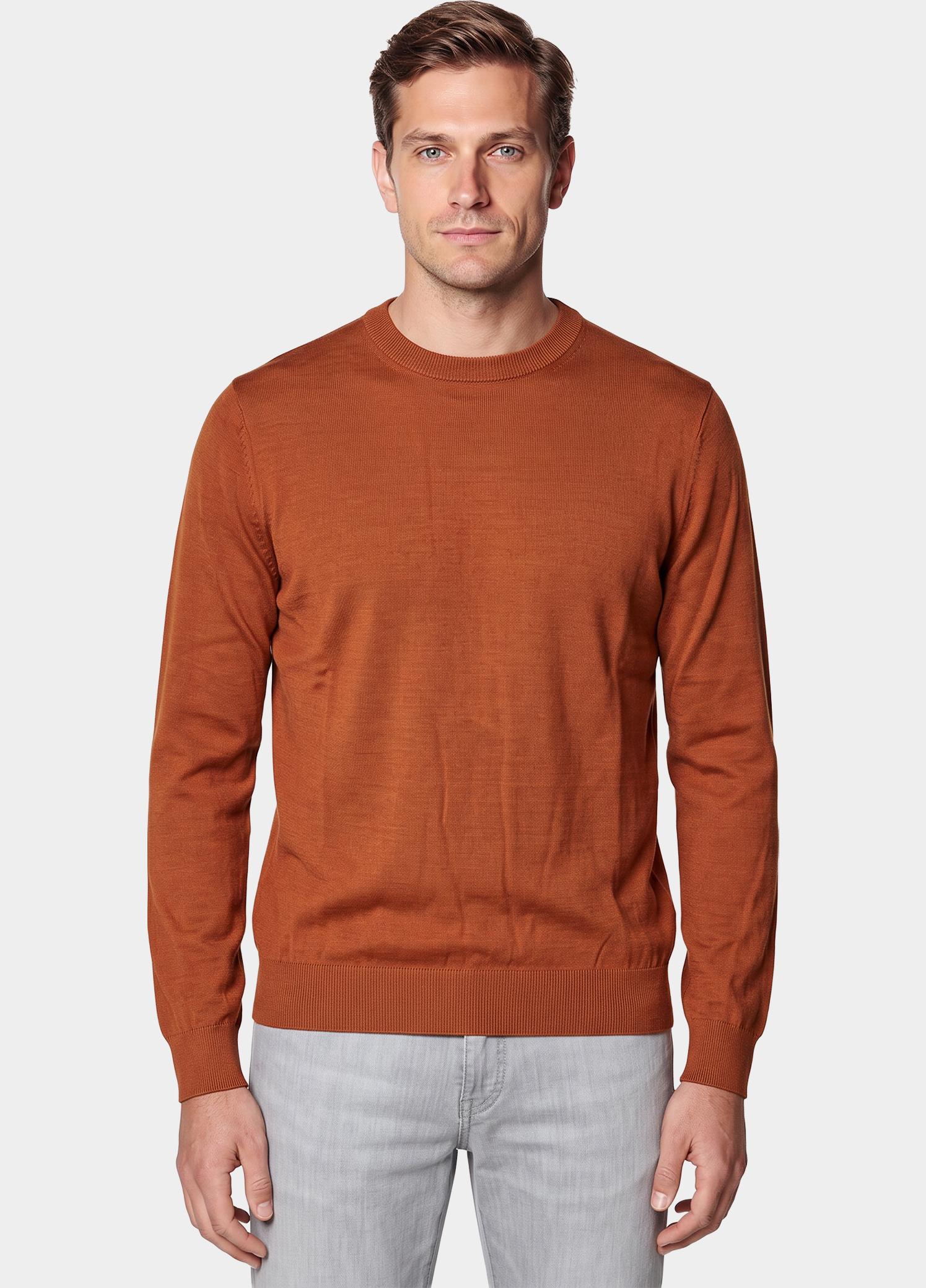 Bos Pullover heren Bruin O-hals 262/8042 - Roest