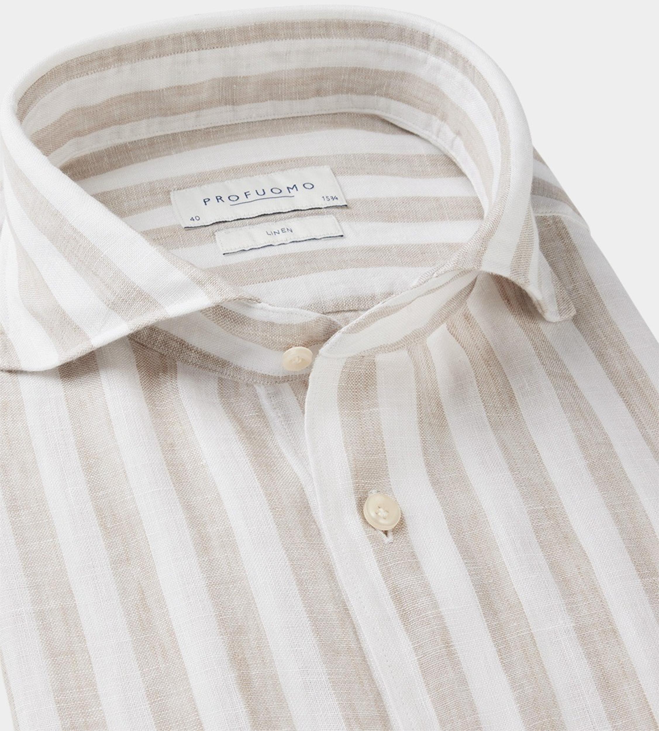 Profuomo Business hemd lange mouw Beige  PPVH10022A/F