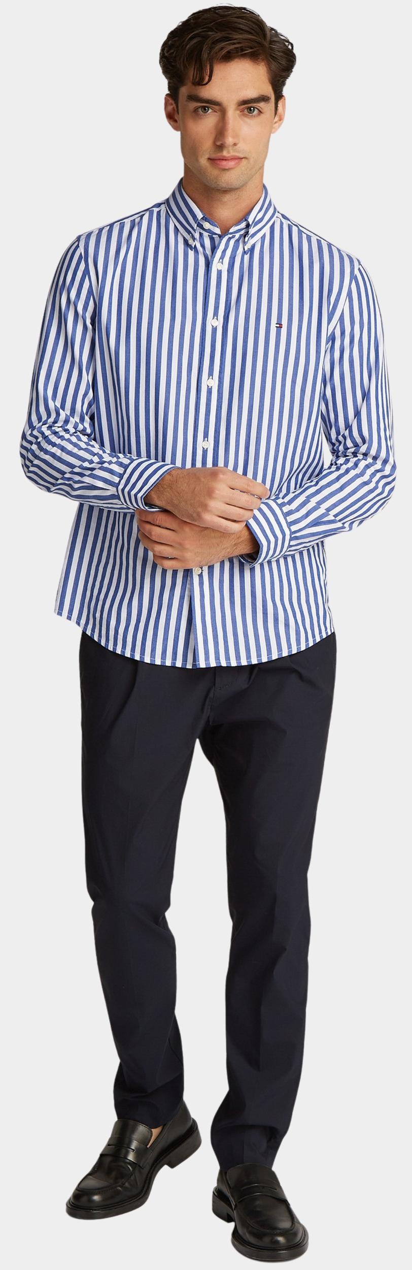 Tommy Hilfiger Casual hemd lange mouw Blauw Flex Poplin Bold Stripe RF MW0MW39159/0A5
