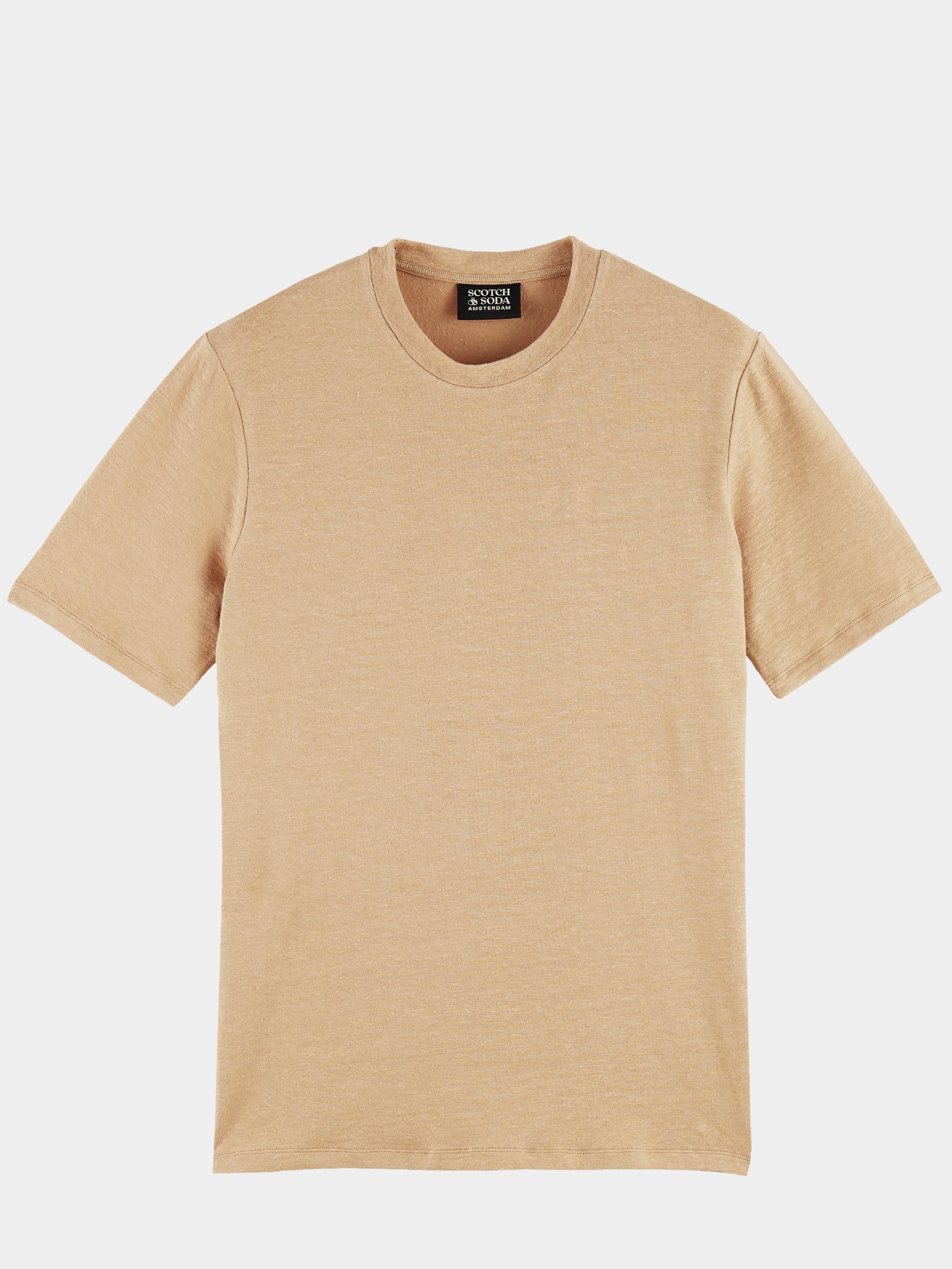 Scotch & Soda T-shirt korte mouw Bruin Linen blend Regular-fit short- 164517/4542