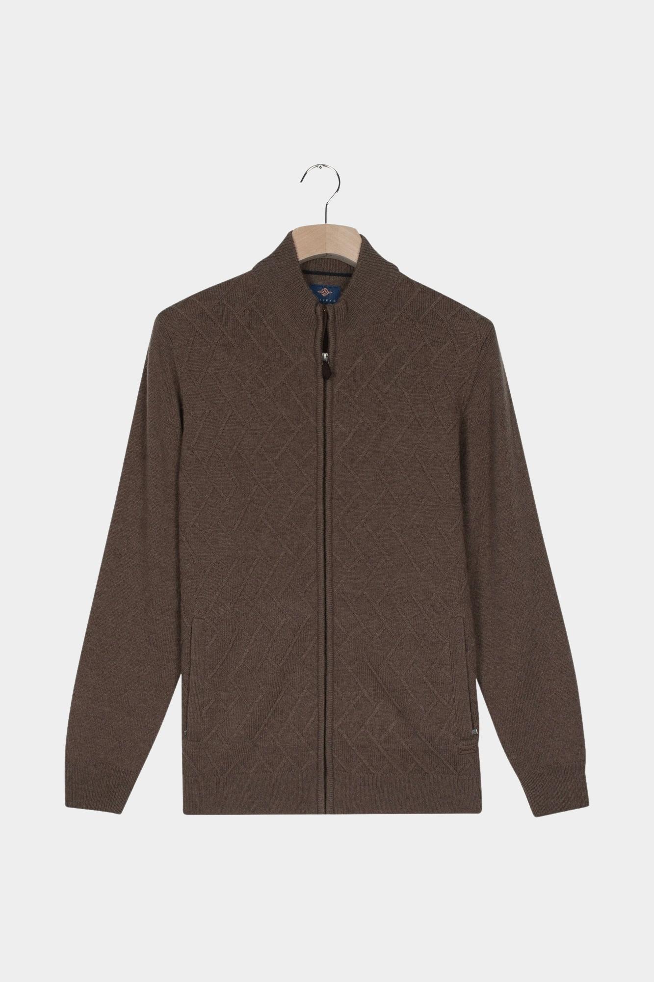 Baileys Vest Bruin Cardigan Zip 10gg, Front body 522022/875