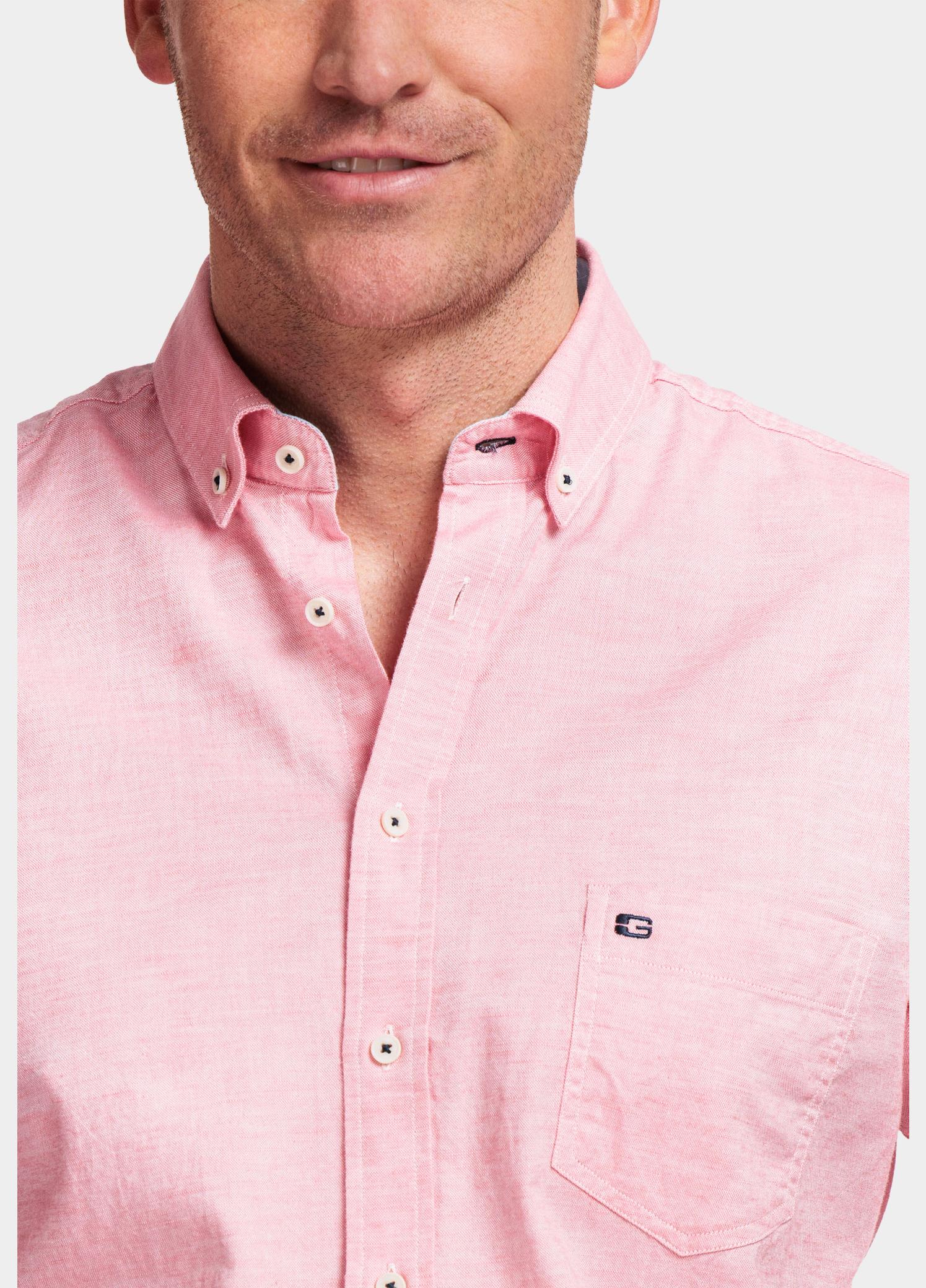 Giordano overhemd korte mouw heren Roze League, SS Button Down Solid 416001/31