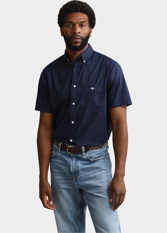 Gant overhemd korte mouw heren Blauw REG CLASSIC POPLIN SS SHIRT 3000101/410