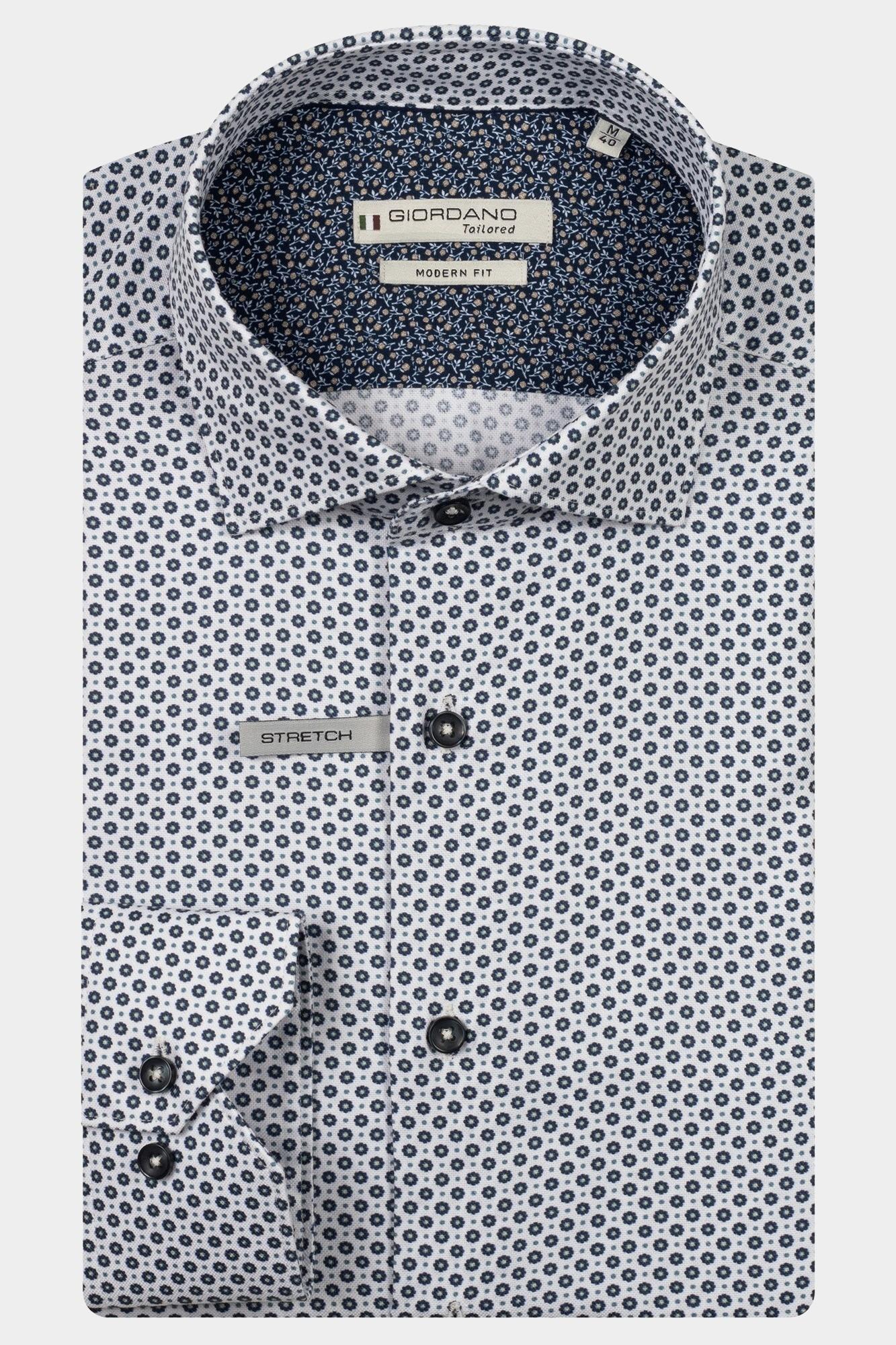 Giordano Casual hemd lange mouw Blauw Maggiore long sleeve semi cut 527814/60