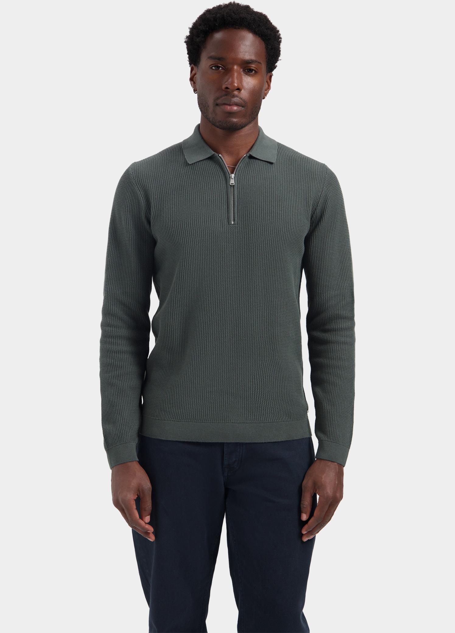 Dstrezzed Polo lange mouwen heren Groen Kostas Zip 406054/569
