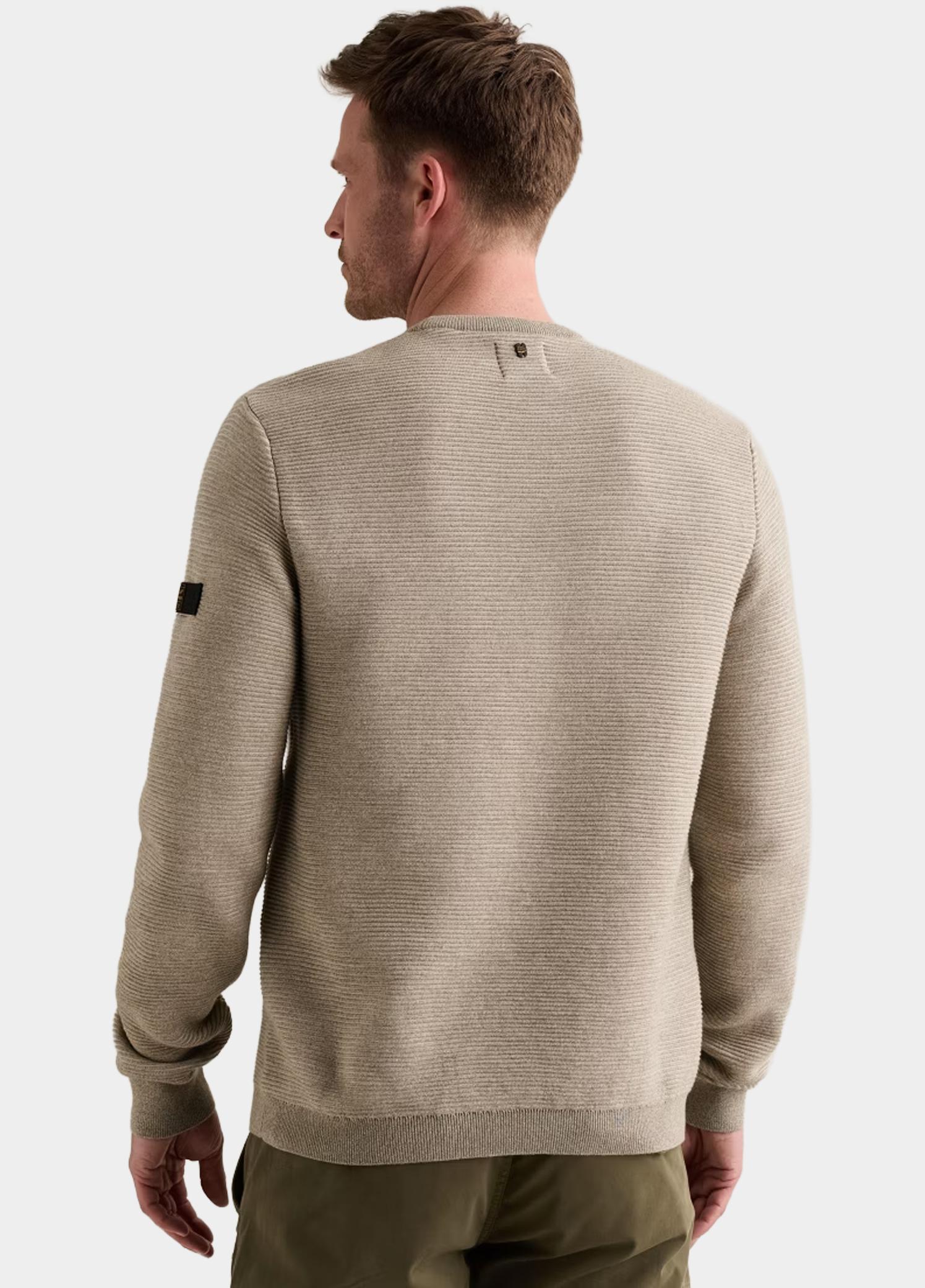 PME Legend Pullover heren Beige R-neck cotton ottoman PKW2609332/7013