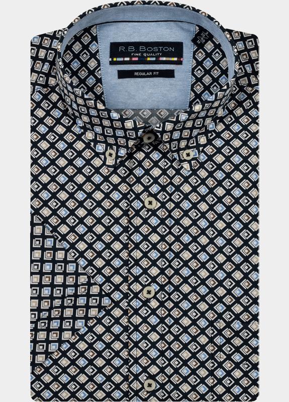 R.B. Boston Casual hemd korte mouw Blauw Marshall SS Button Down 516670/608