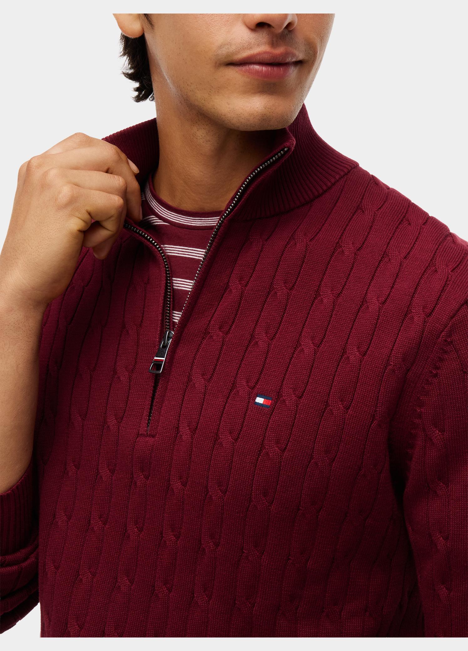 Tommy Hilfiger Half Zip Paars CLASSIC COTTON CABLE ZIP MOCK MW0MW36532/VLP