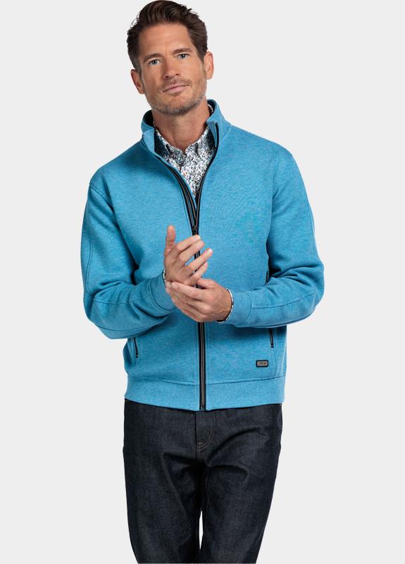 Baileys Vest Blauw Sweat Cardigan Zip  Pique Int 522264/625