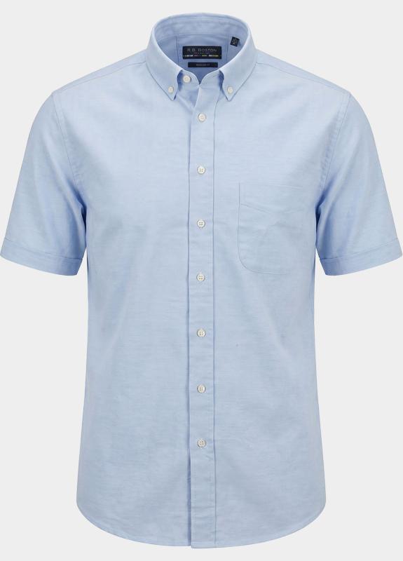 R.B. Boston overhemd korte mouw heren Blauw Marshall SS Button Down 616670/61