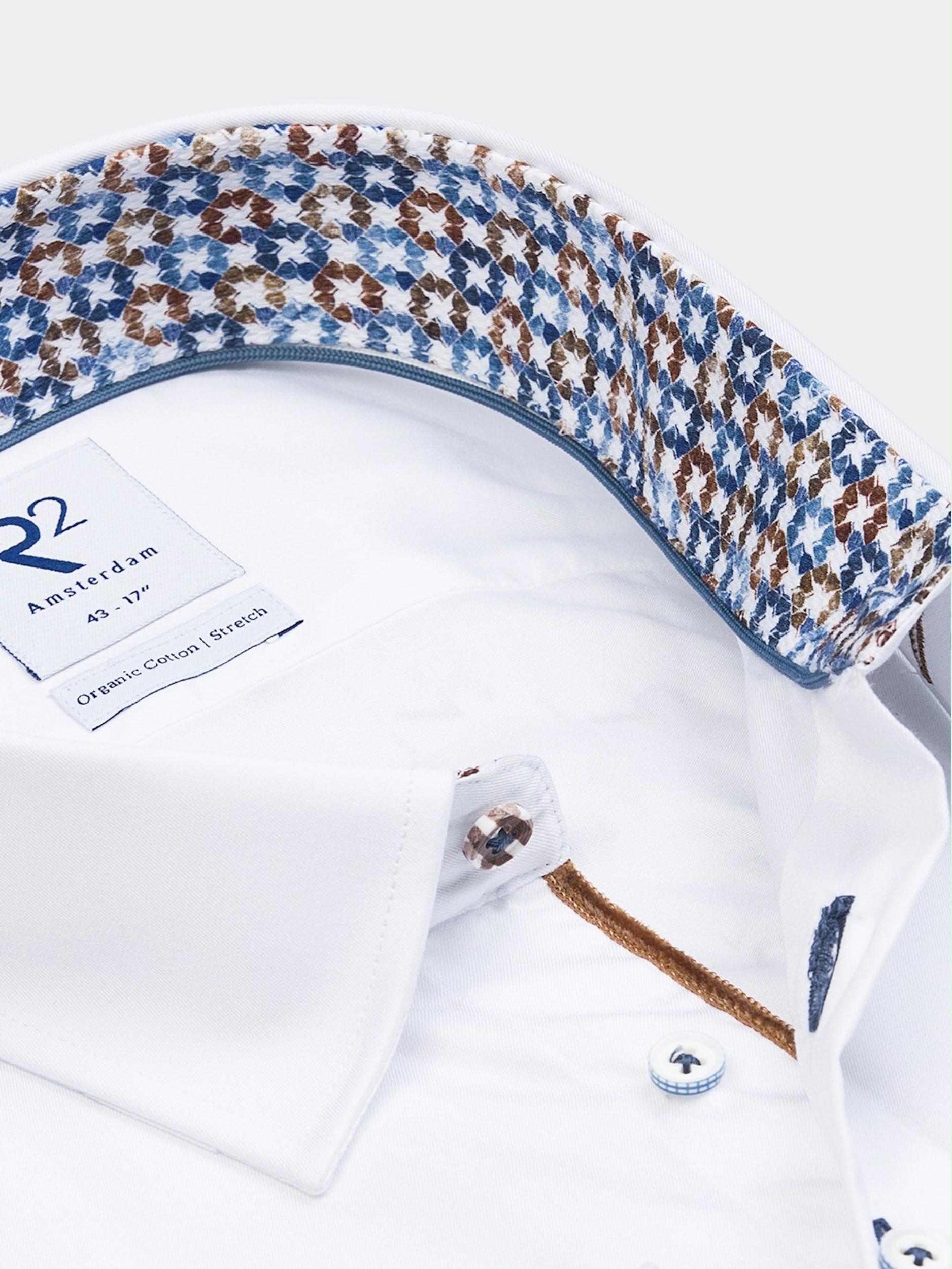 R2 Amsterdam Casual hemd lange mouw Wit  118.HBD.050/004
