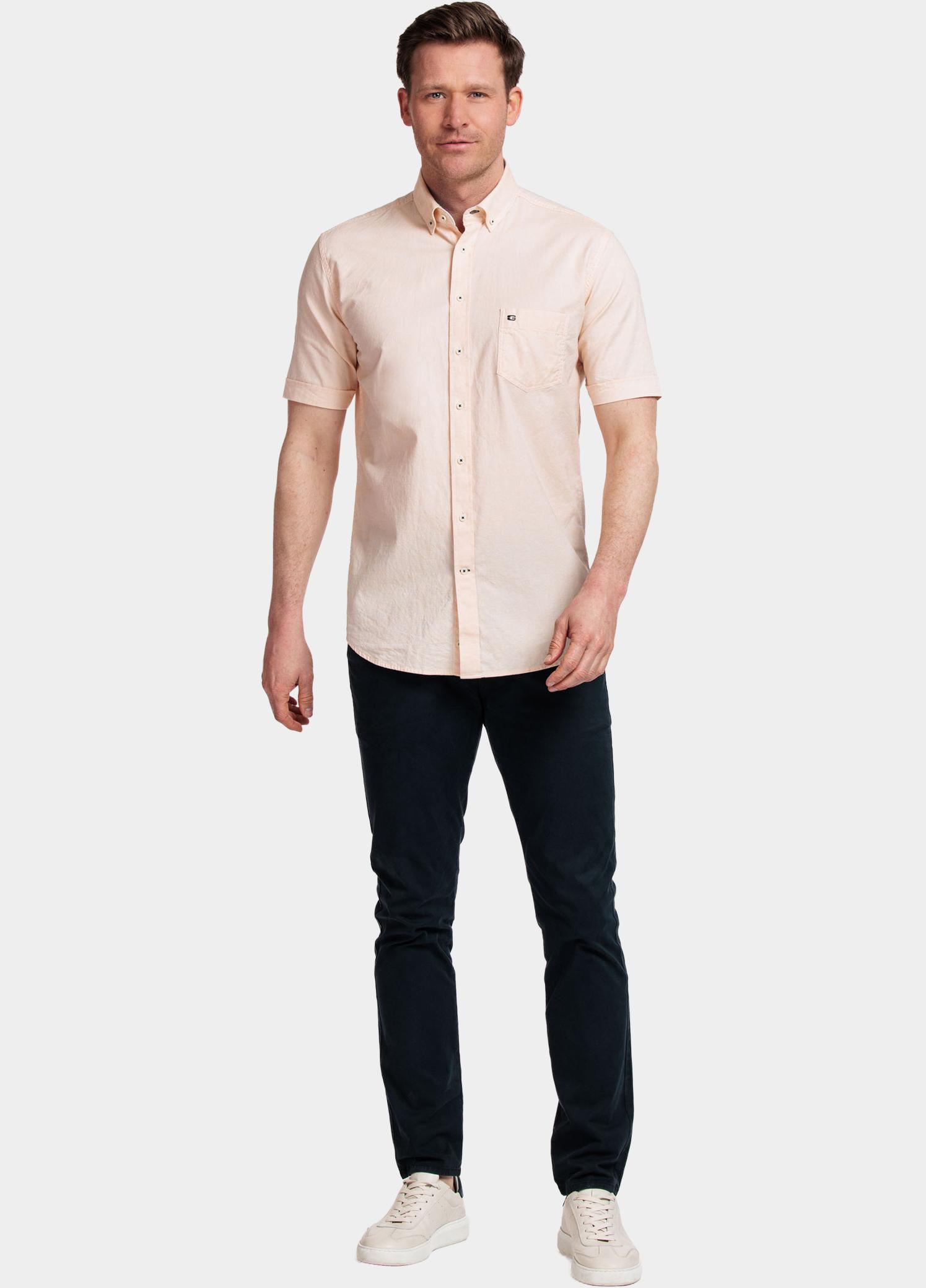 Giordano overhemd korte mouw heren Roze League, SS Button Down Solid 416001/25