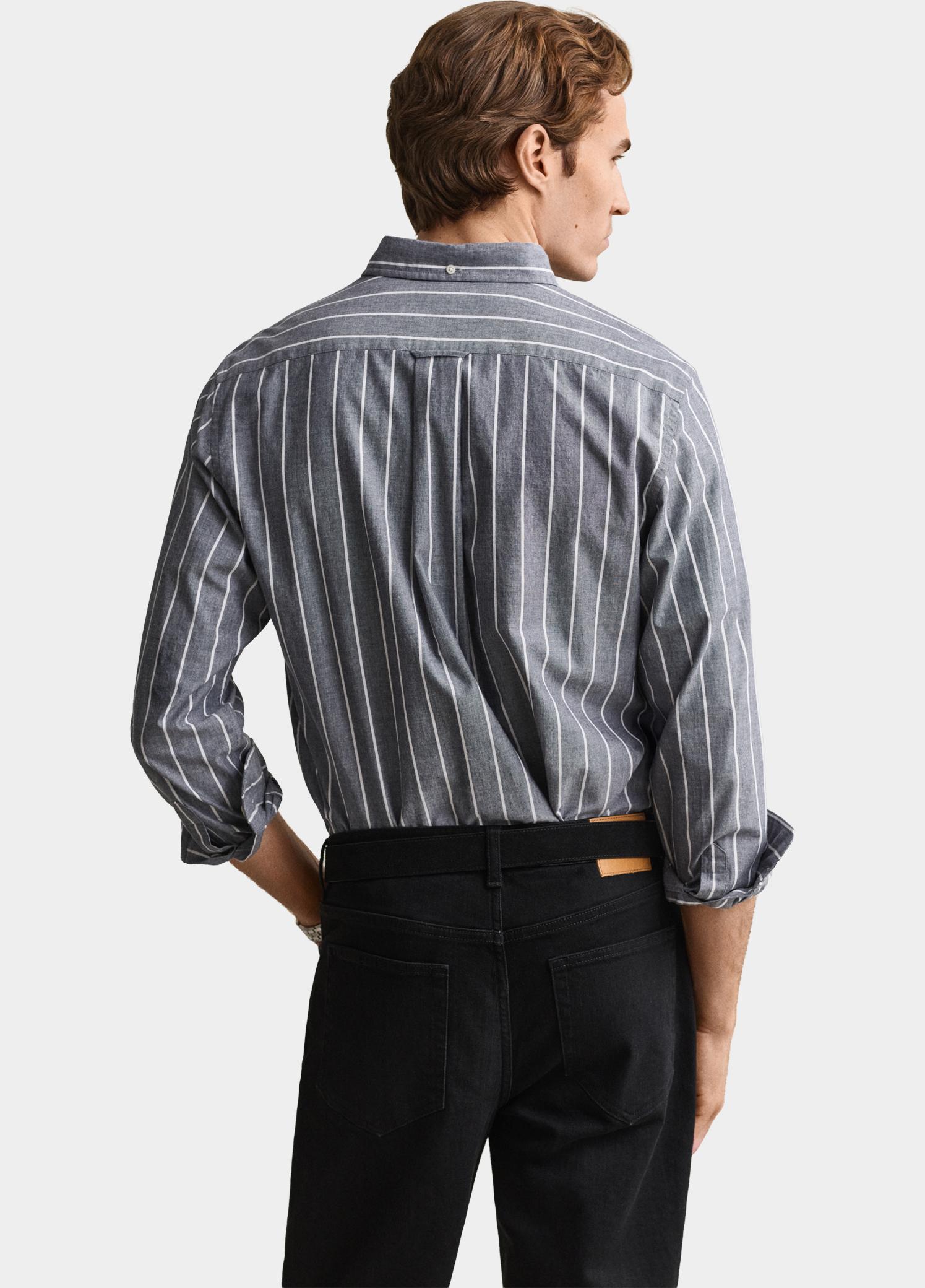 Gant Overhemd heren Blauw Mélange poplin overhemd met st 3262005/901