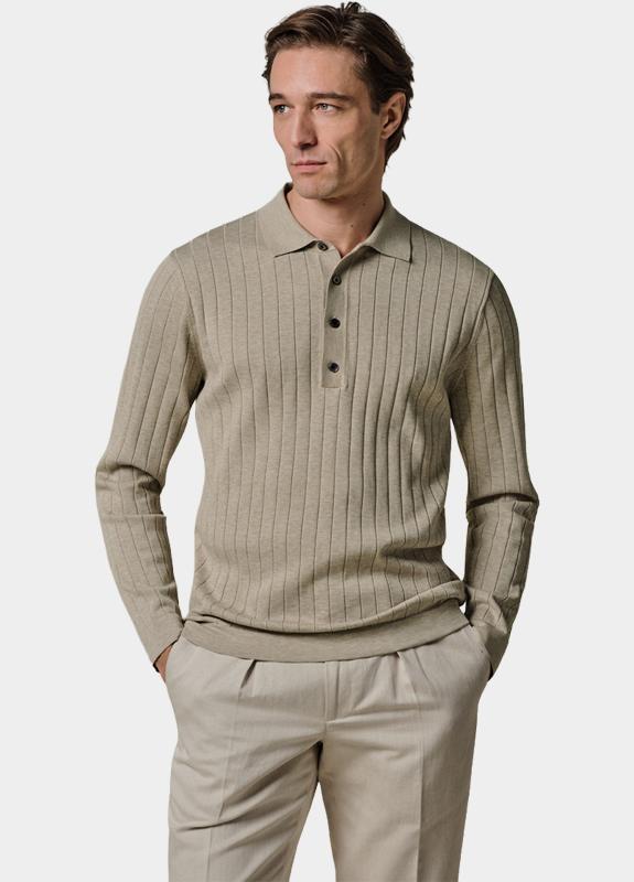 Profuomo Polo lange mouw Beige  PPXJ10021/C