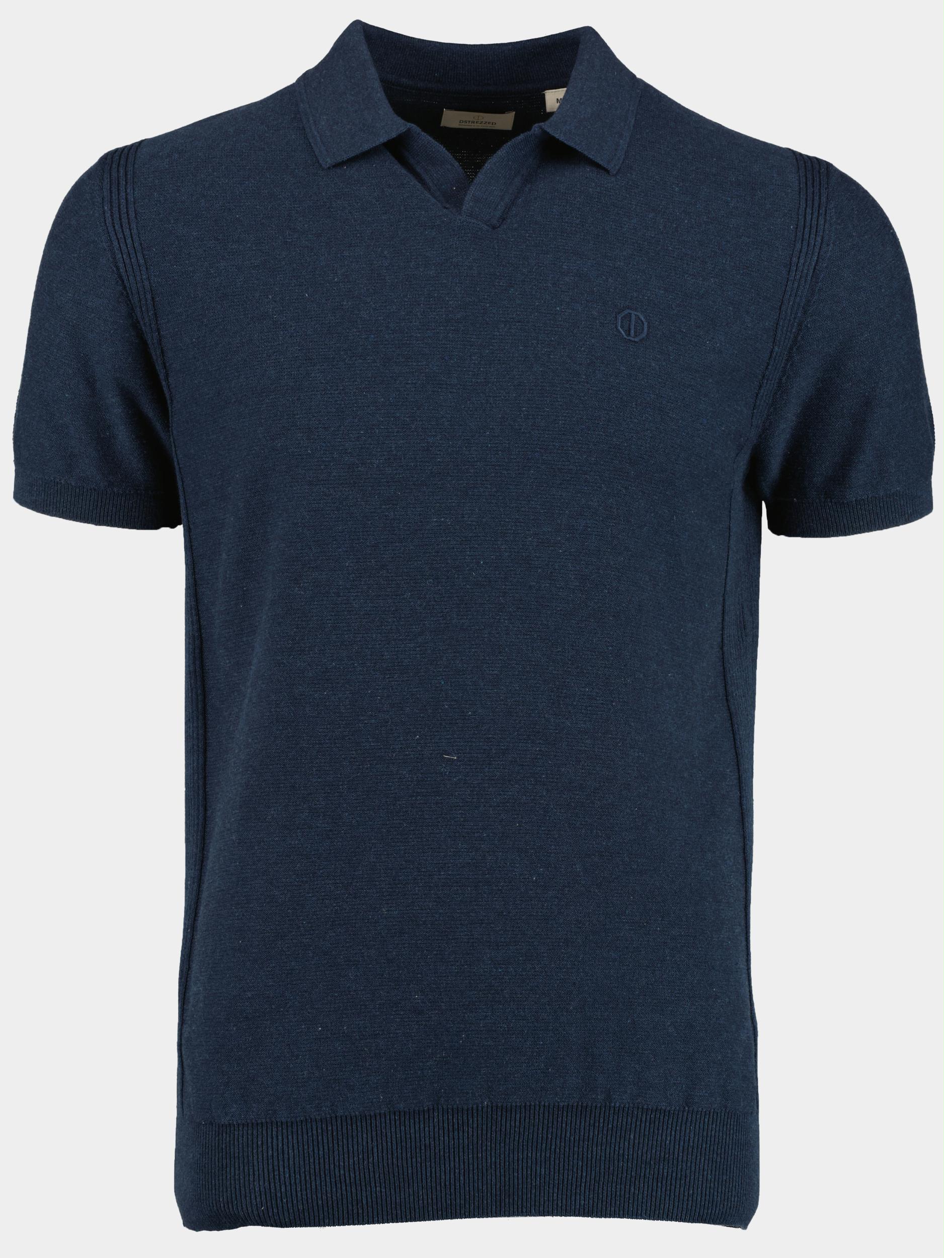 Dstrezzed Polo korte mouw Blauw Polo s/s Melange Slub 420026-NOS/649