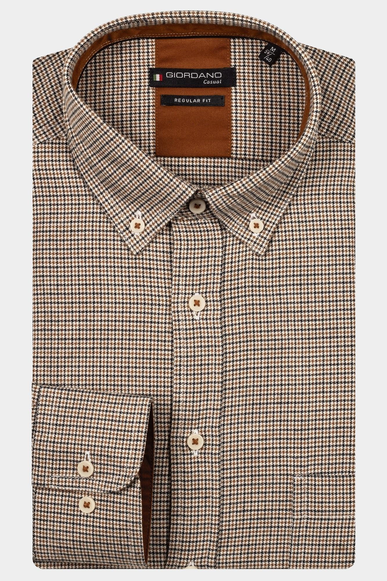 Giordano Casual hemd lange mouw Bruin Ivy long sleeve button down M 527310/80