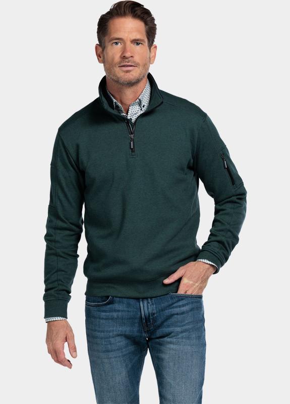 Baileys sweat halfzip Groen Sweatshirt 1/2 Zip  yarn dyed 523135/73