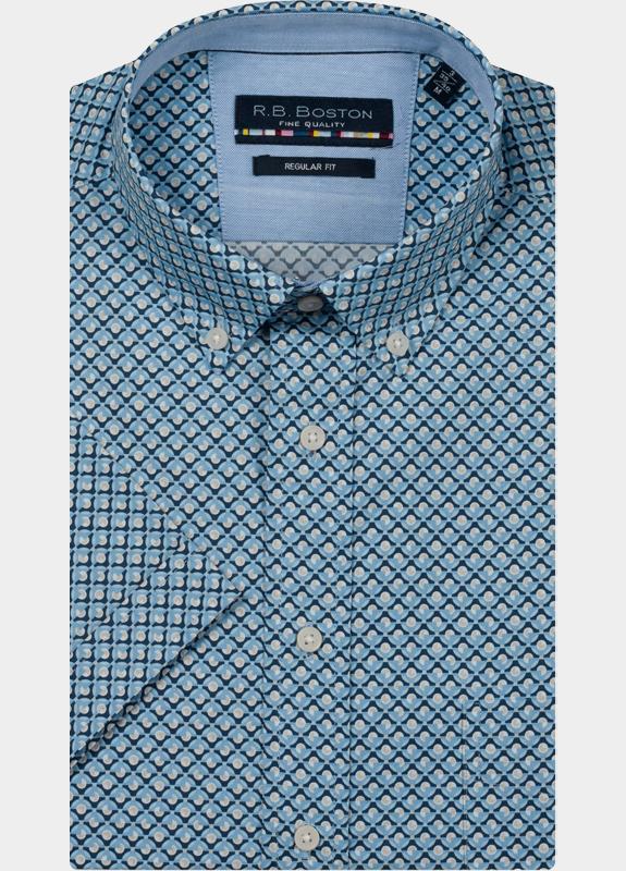 R.B. Boston overhemd korte mouw heren Blauw Marshall SS Button Down 616670/620