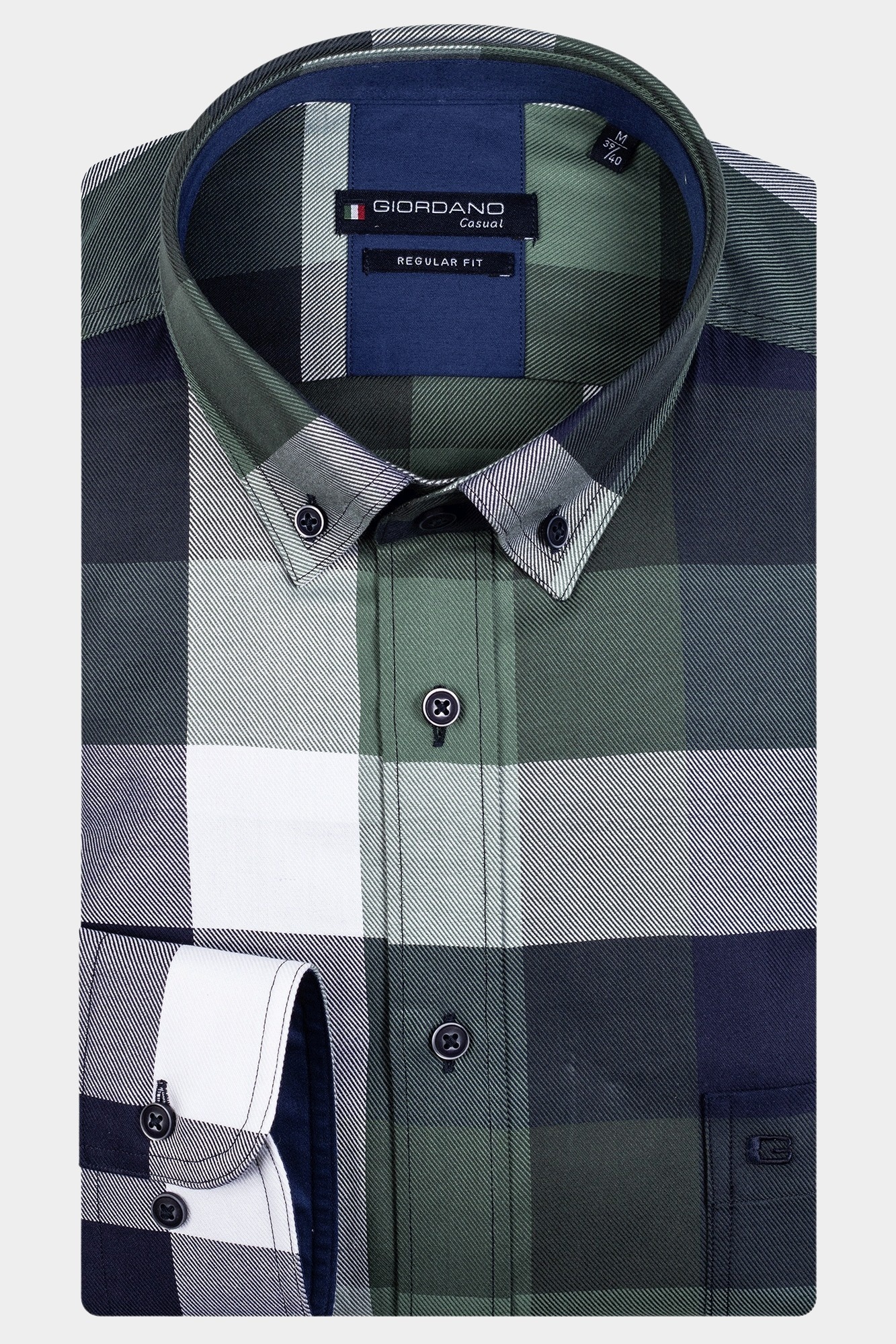 Giordano Casual hemd lange mouw Groen Ivy 327302/70