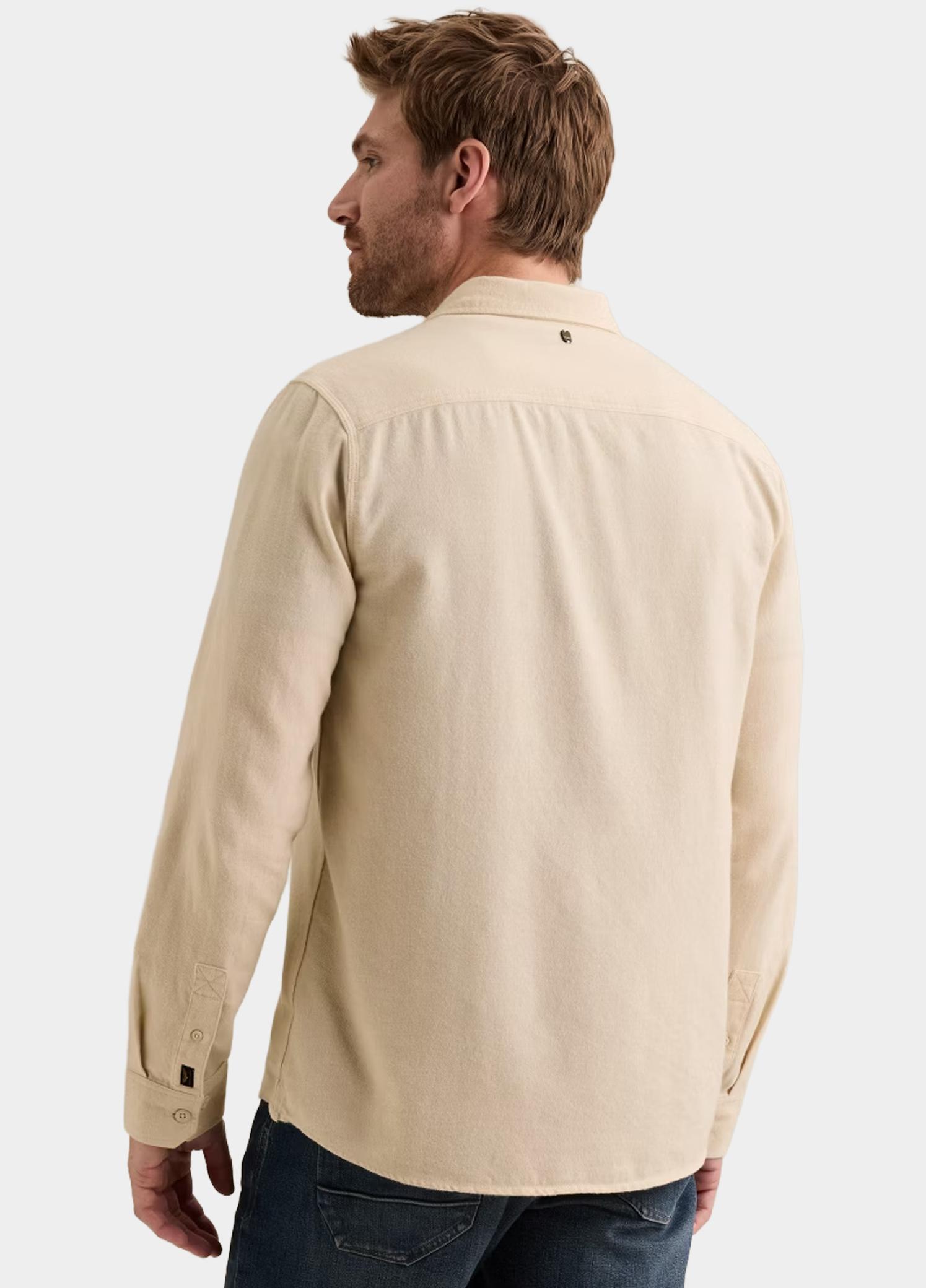 PME Legend Overhemd heren Beige Long sleeve shirt Yarn dye PSI2610203/7013