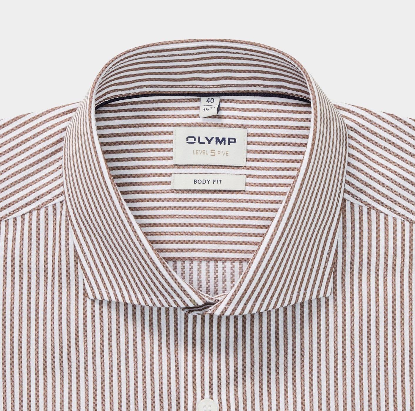 Olymp Business hemd lange mouw Bruin Level 5 209774/28