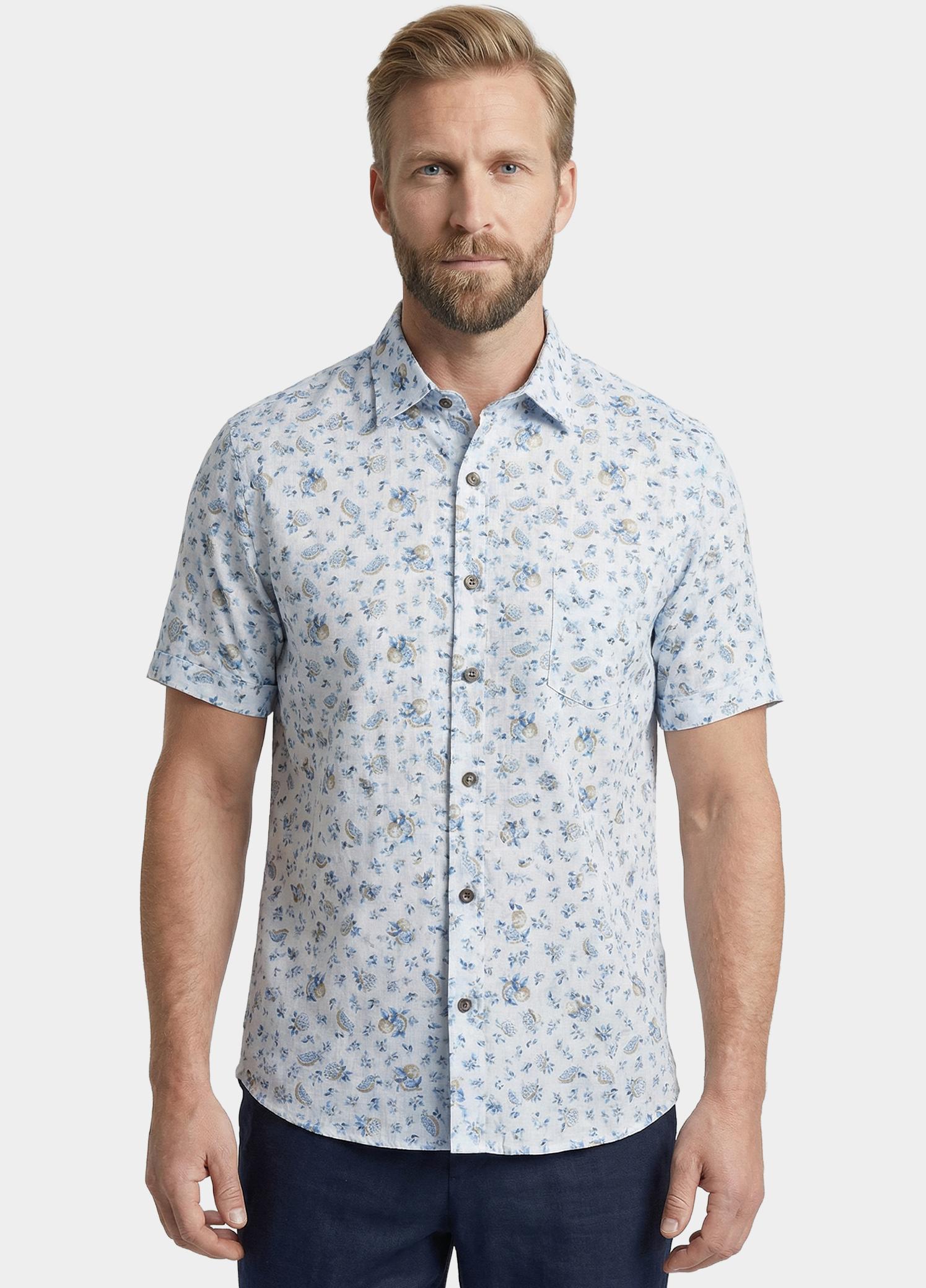 Giordano overhemd korte mouw heren Blauw Trento Short Sleeve Button Un 616050/61