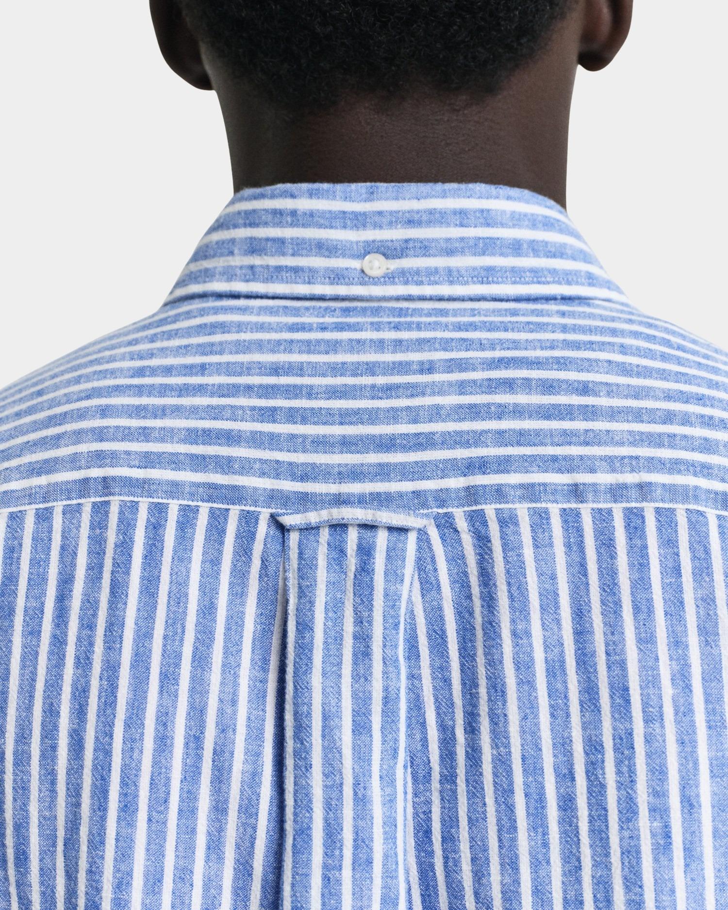 Gant Casual hemd korte mouw Blauw REG COTTON LINEN STRIPE SS SH 3250039/407