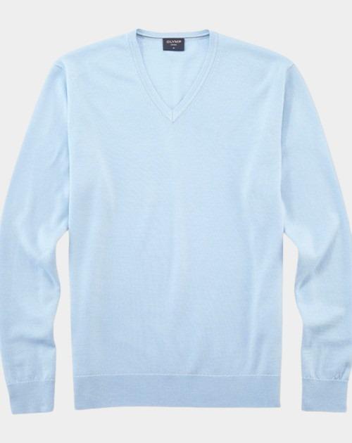 Olymp Pullover Blauw V-Pullover Basic Merino 015010/10