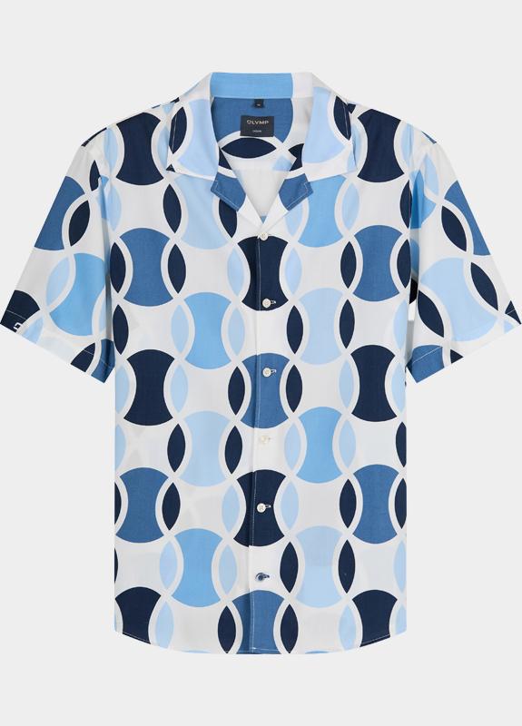 Olymp overhemd korte mouw heren Blauw Casual 401612/15
