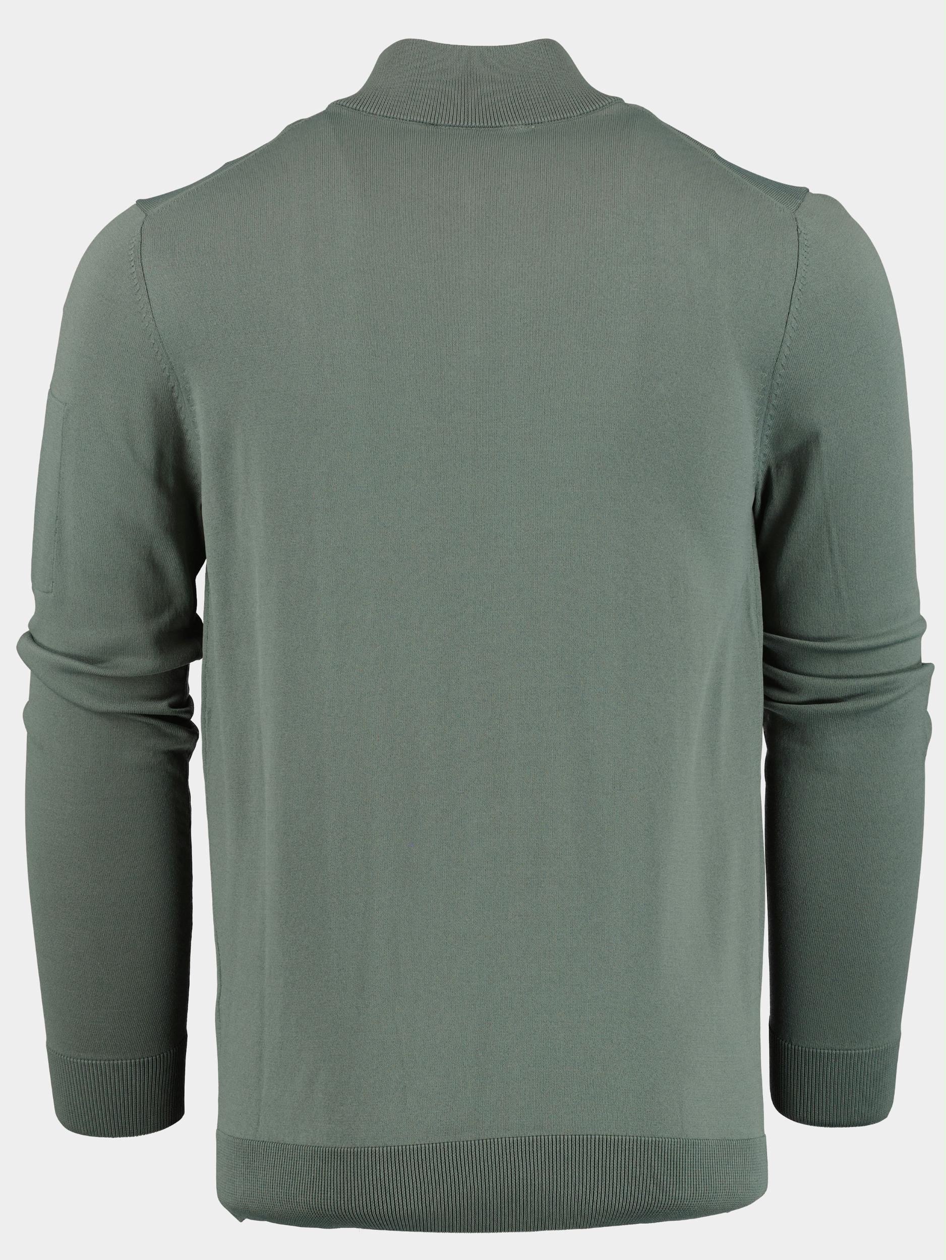 Born With Appetite Pullover Grijs Race Halfizp Stretch Knit 23105RA41/940 steel