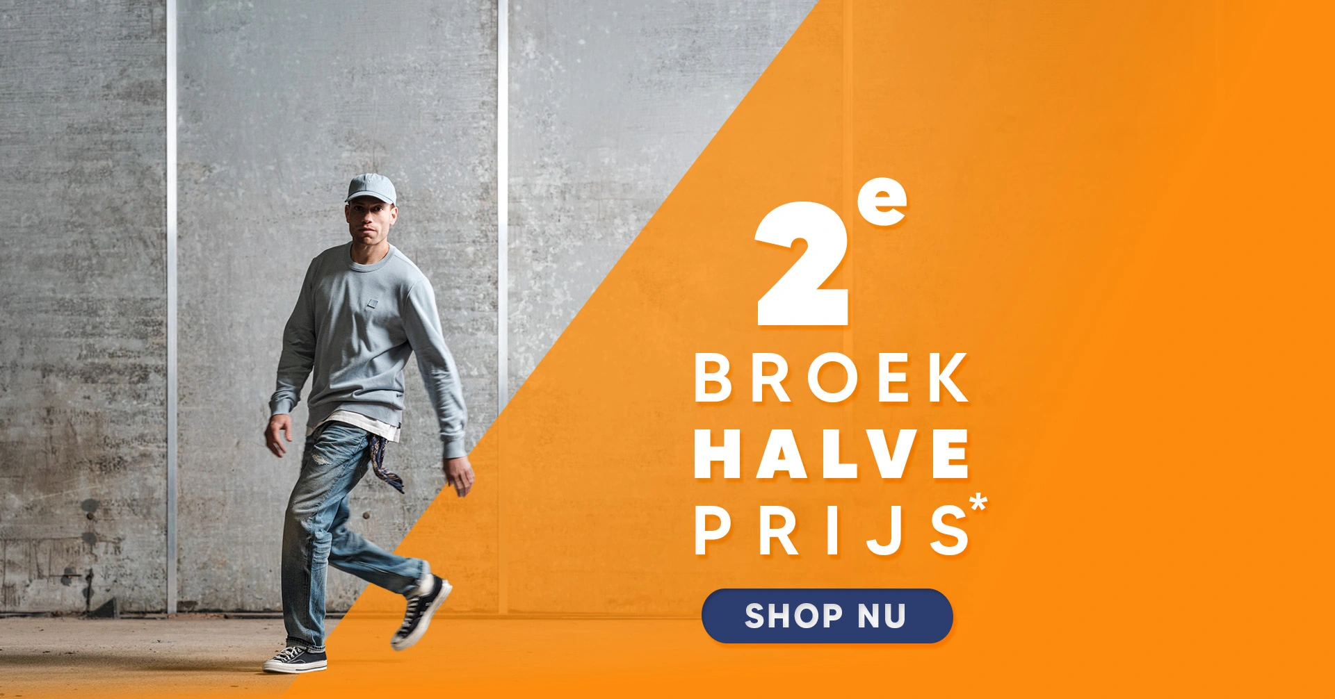 2e broek halve prijs — heren jeans actie voorjaar 2026, shop nu