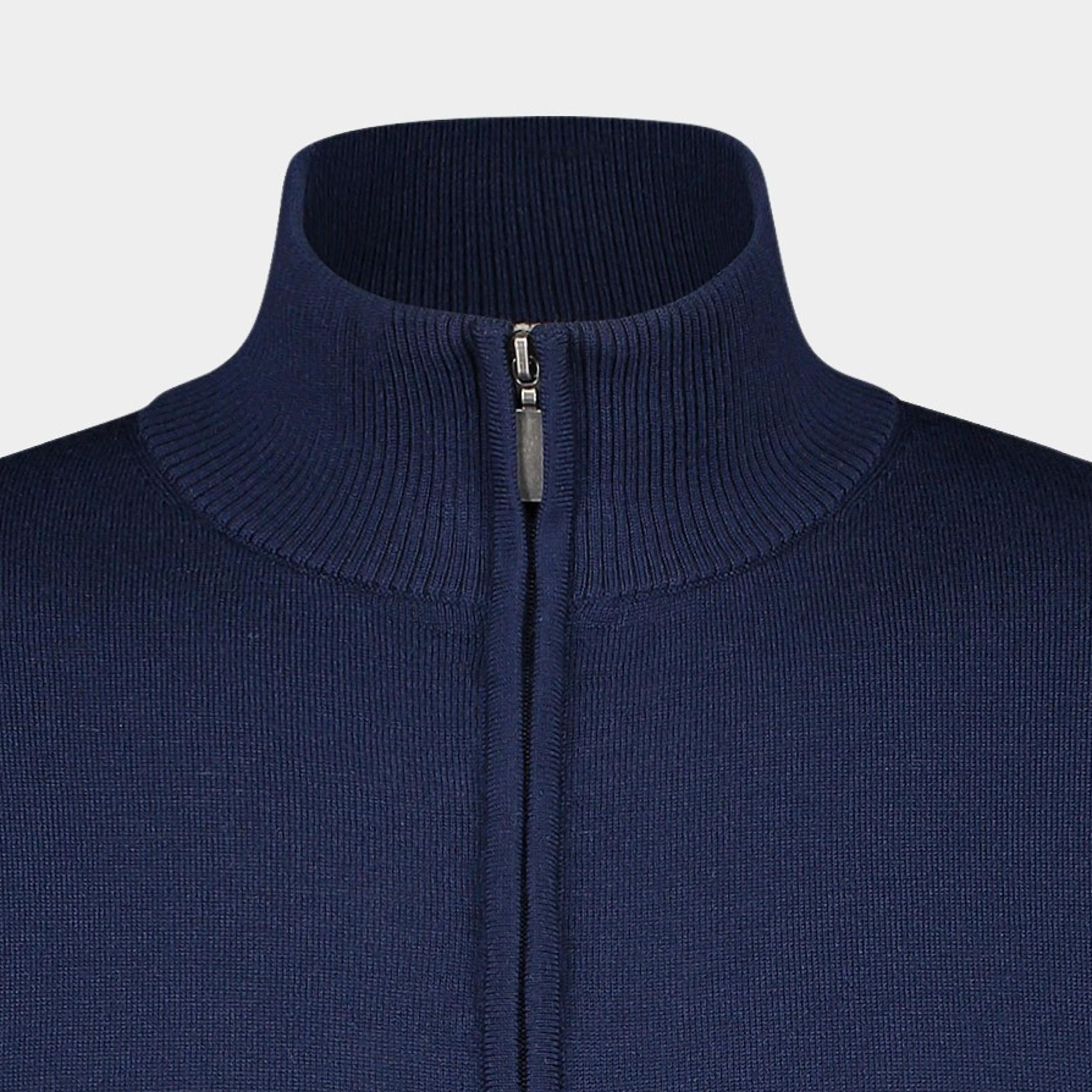 Born With Appetite Pullover Blauw Lux Half Zip Pullover Merino 23305LU15/290 navy