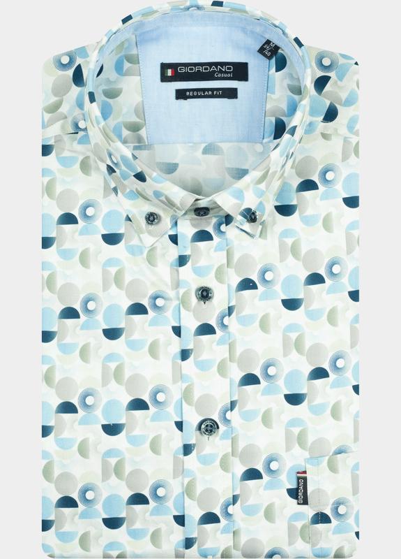 Giordano overhemd korte mouw heren Groen League Short Sleeve Button Do 616038/70