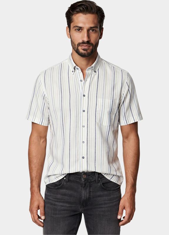 R.B. Boston overhemd korte mouw heren Groen Marshall SS Button Down 616670/76