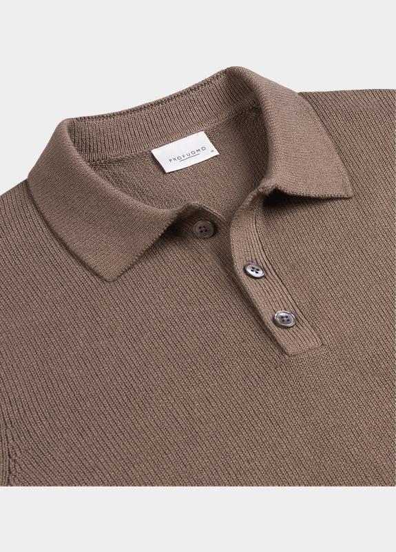 Profuomo Polo lange mouw Bruin  PPWJ10022/B