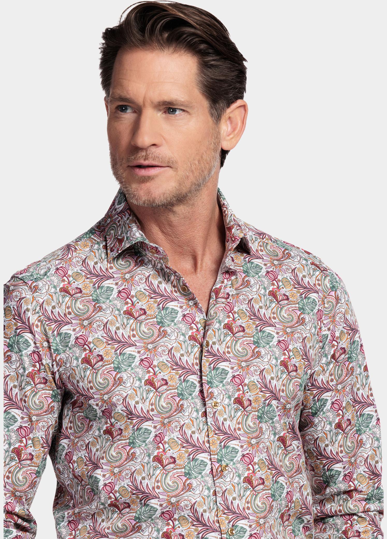 Giordano Overhemd heren Roze Locarno Long Sleeve Semi Cuta 617870/50