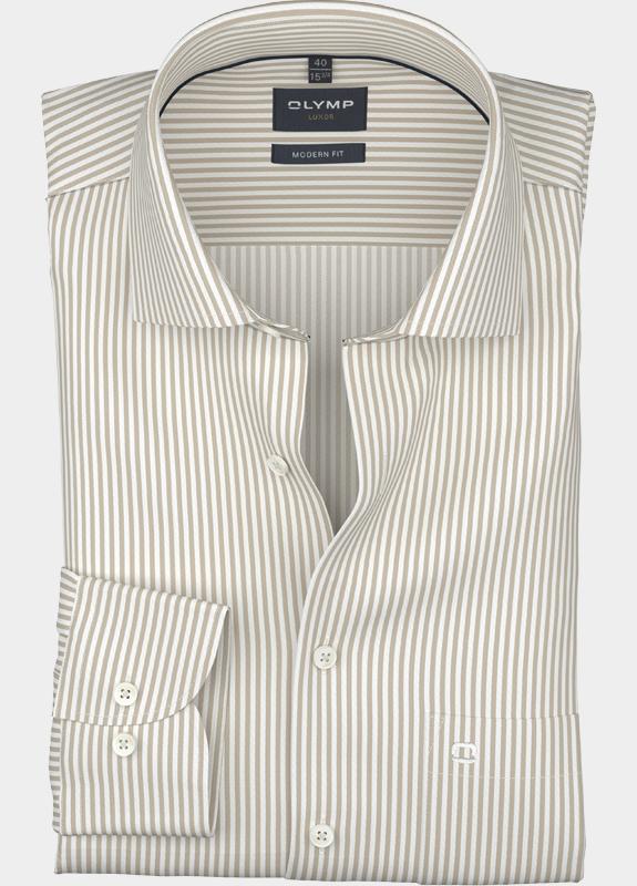 Olymp Business hemd lange mouw Beige 135874-Hemden 135874/22