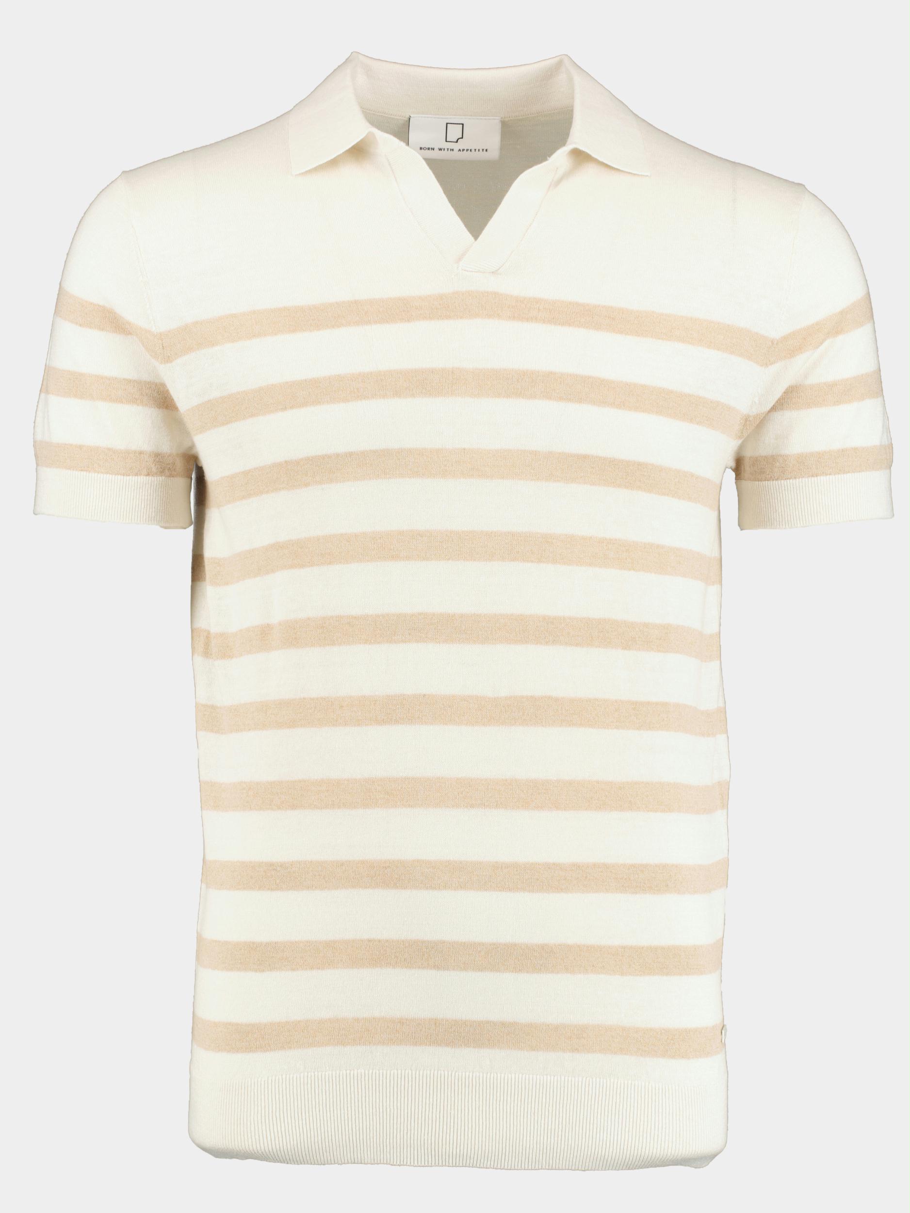 Born With Appetite Polo korte mouw Beige Roan Polo Stripes Flatknit 23108RO20/820 sand
