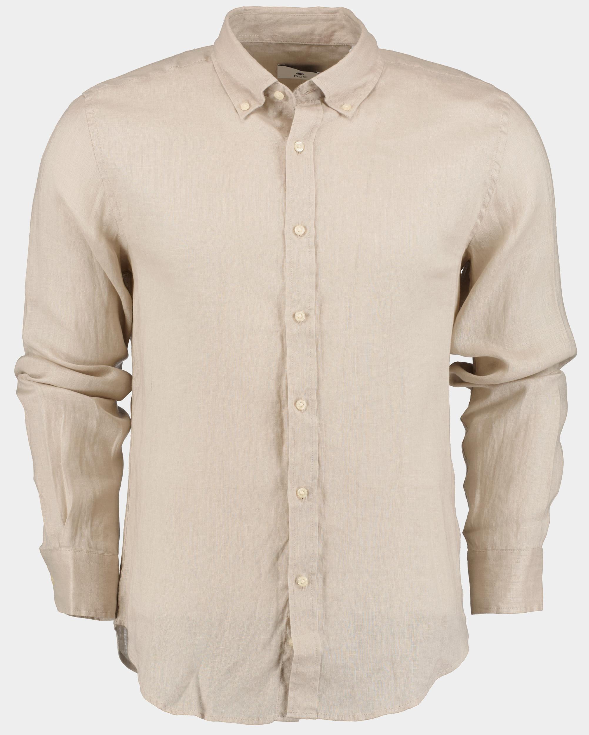 Bos Casual hemd lange mouw Beige Linnen shirt slim fit 9435900/620