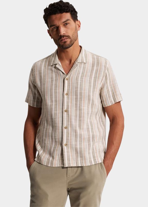 Cast Iron Casual hemd korte mouw Grijs Short Sleeve Shirt Slub Twill CSIS2603232/8023