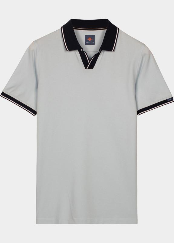 Baileys Polo heren Blauw Poloshirt V-Collar Solid Piqu 615217/65