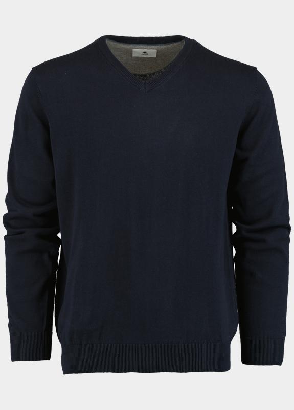 Bos Pullover Blauw V-hals 100% katoen 528100CCT-13/60