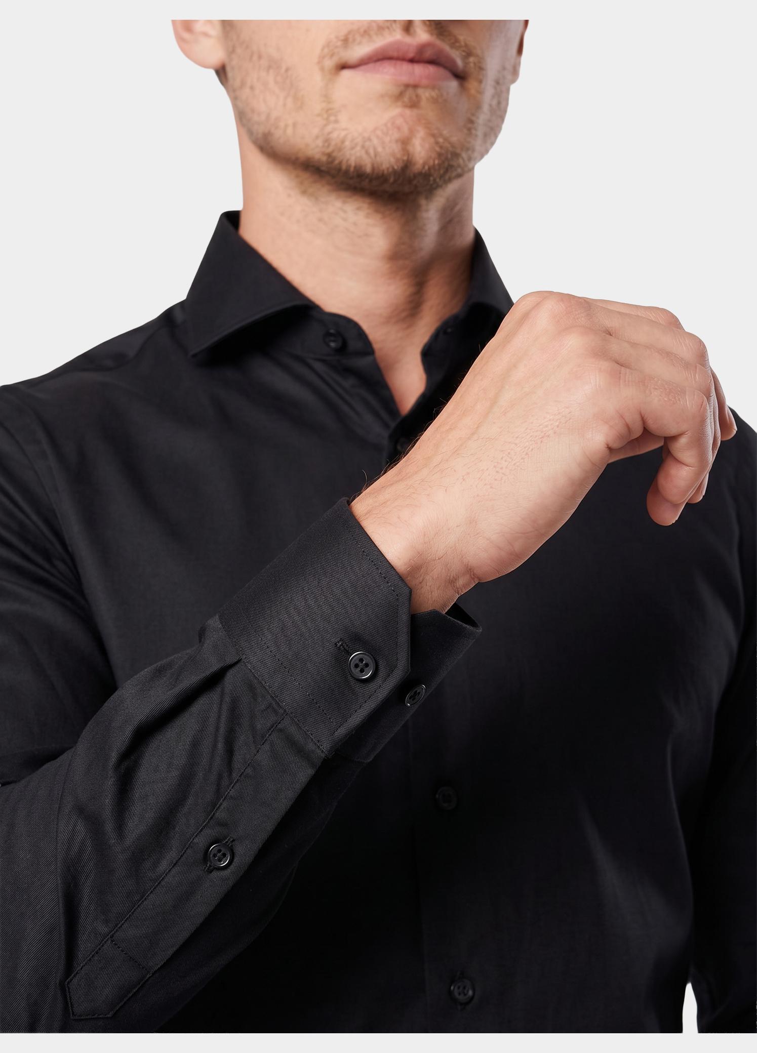 R2 Amsterdam Casual hemd lange mouw Zwart  NOS.TWILL.004/020