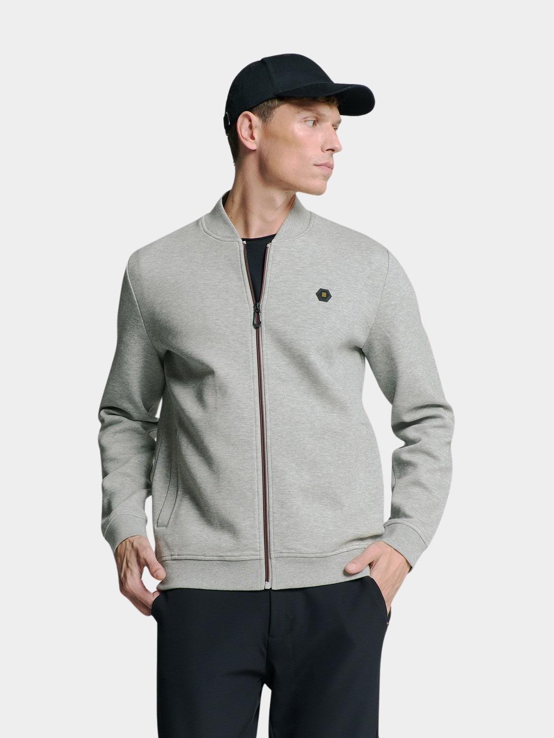No Excess Vest Grijs Sweater Full Zipper Pique Bom N1006/102