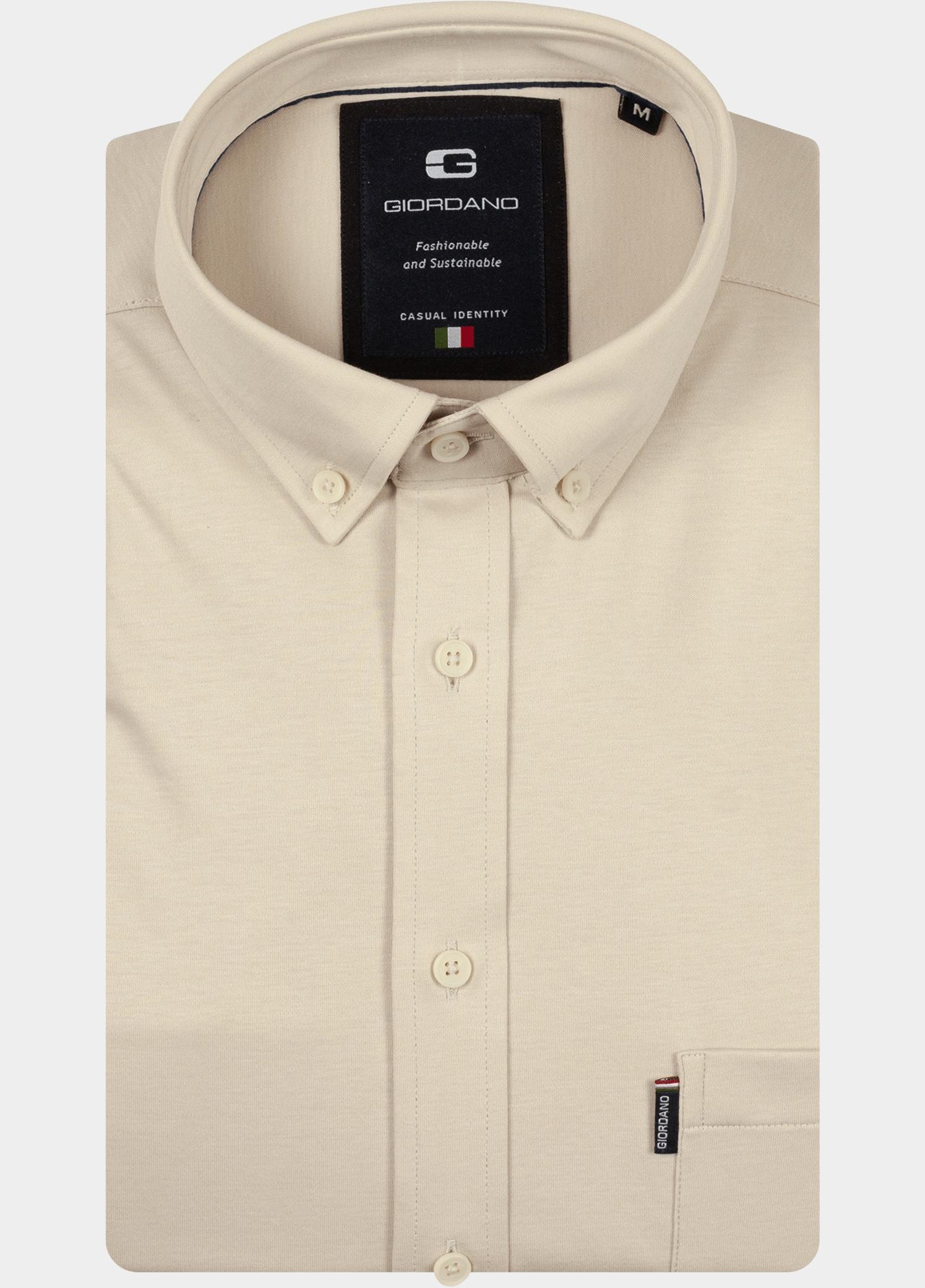 Giordano Overhemd heren Beige Dino Long Sleeve Button Down 617078/82