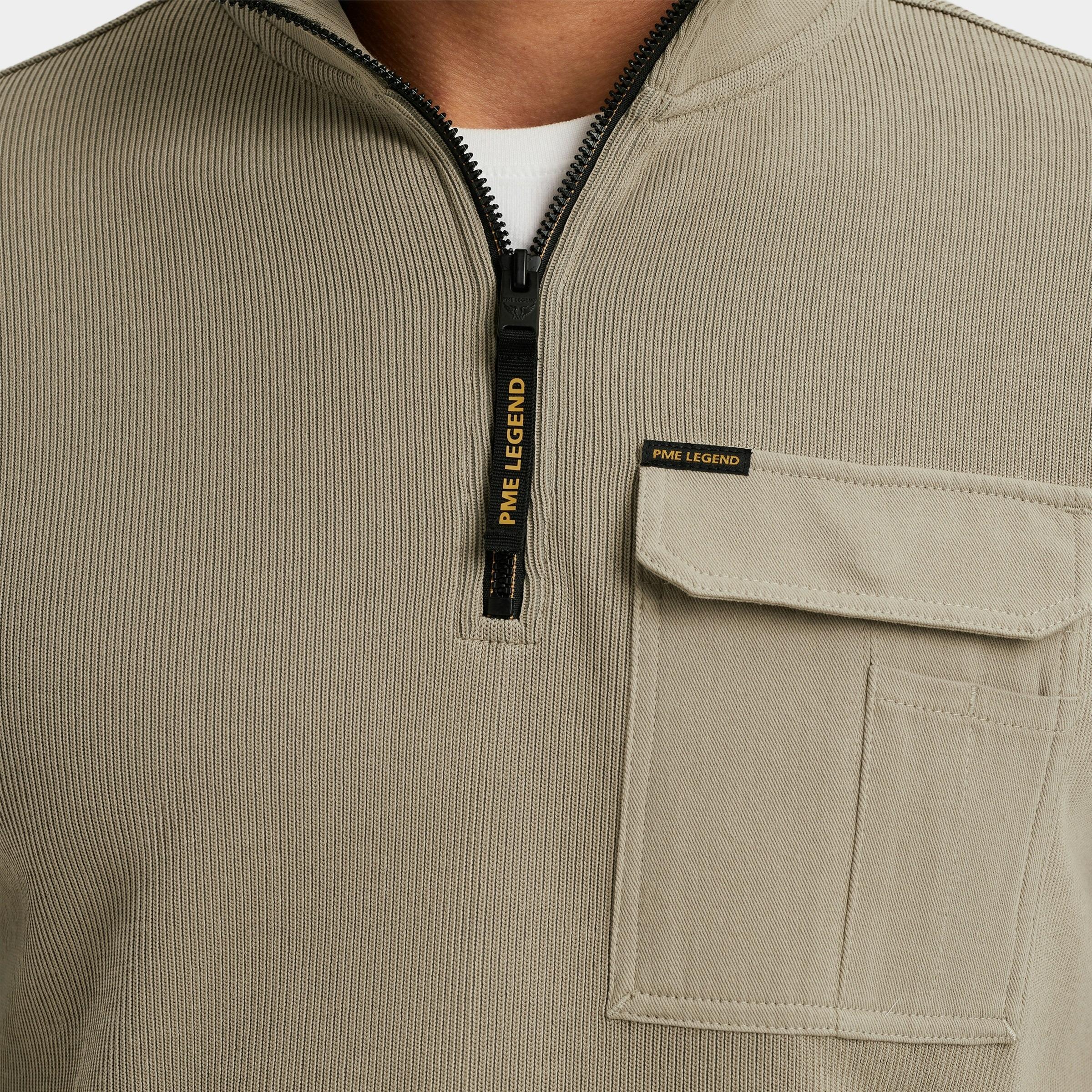 PME Legend Half Zip Groen Half zip collar knit look jer PSW2509457/8011